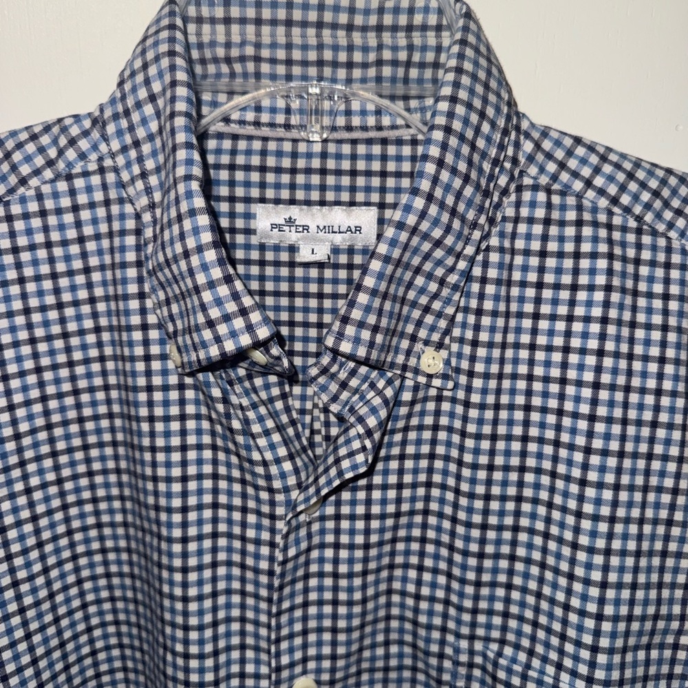 Peter Millar Blue Plaid Men's Shirt Large